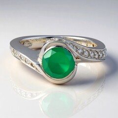 Anello in argento con Calcedonio Verde