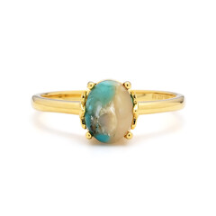 Anello Regolabile Avalaya Con Pietra Turchese E Margherita - Design Floreale In Filo Floreale, Diametro 35 Mm, Pietra Semipreziosa, Gioiello Unico Per Donne