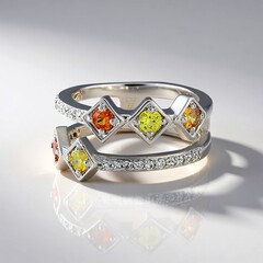 Anello in argento con Zaffiro Fancy
