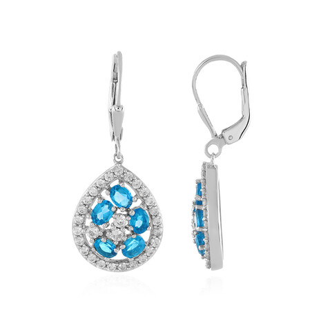 Neonblauer Apatit-Silberohrringe