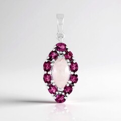 Ciondolo in argento con Quarzo Rosa