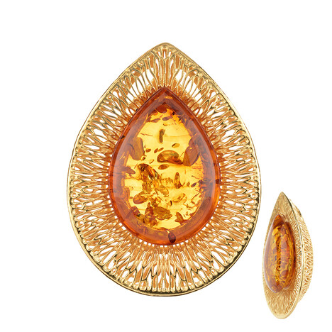 Pendentif en argent et Ambre baltique couleur cognac (dagen)