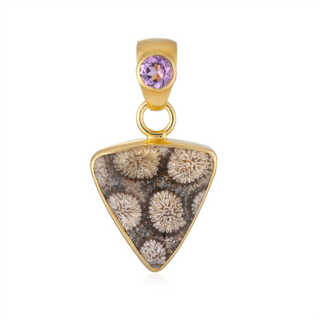 Ciondolo in argento con Corallo Pietrificato (Bali Barong)