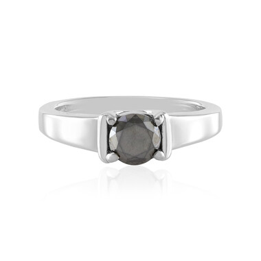 Schwarzer Brillant-Silberring