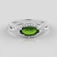 Anello in argento con Diopside Russo