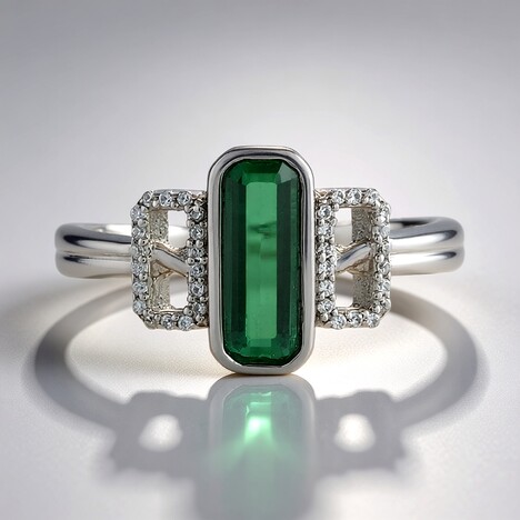 Anello in argento con Tormalina Verde di Benedito