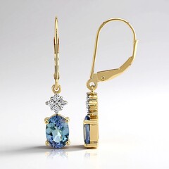 Orecchini in oro con Tanzanite Blu-Verde Non Riscaldata