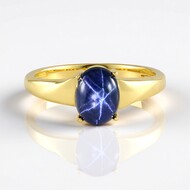Anillo en plata con Zafiro estrella azul
