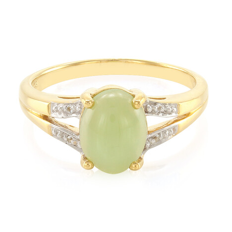 Anello placcato in oro con Crisoprasio Imperiale