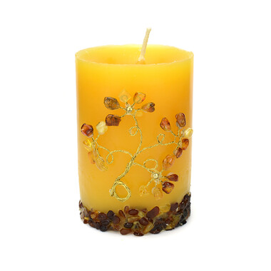 Bougie et ambre baltique (fils en laiton)