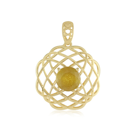 Gelber Madagaskar-Saphir-Silberanhänger (Ornaments by de Melo)