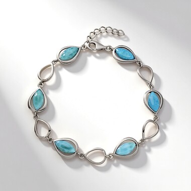 Bransoletka ze srebra rodowanego - Larimar