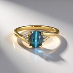 Anello in oro con Indicolite Occhio di Gatto (AMAYANI)