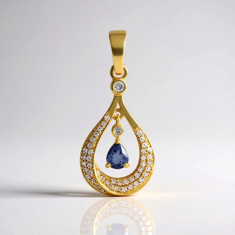 Ciondolo in argento con Zaffiro Ceylon Blu