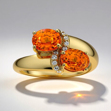 Anello in oro con Zaffiro Arancione Ban Ka Cha