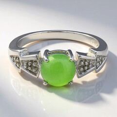 Anello in argento con Crisoprasio Imperiale