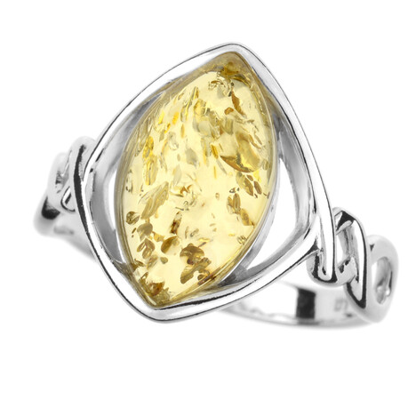 Lemon Baltic Amber Silver Ring (dagen)