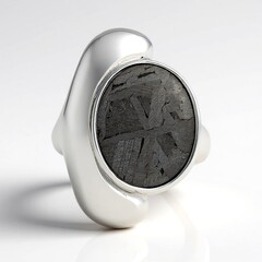 Anello in argento con Meteoriti di Aletai