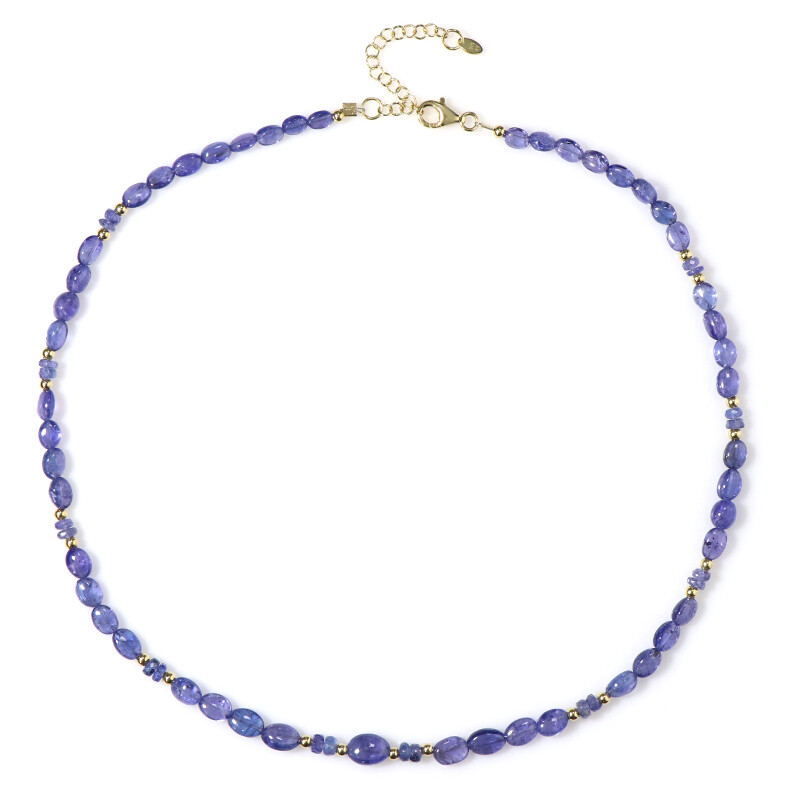 Collana in argento sterling con tanzanite, Tanzania, 55,49ct