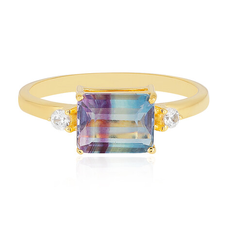 Anillo en plata con Fluorita multicolor