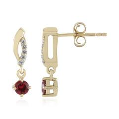 Boucles d'oreilles en or et Spinelle rouge noble