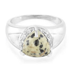 Bague pour homme en argent et Jaspe Dalmatien