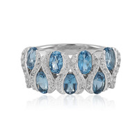 Zilveren ring met Londen-blauwe topaasstenen