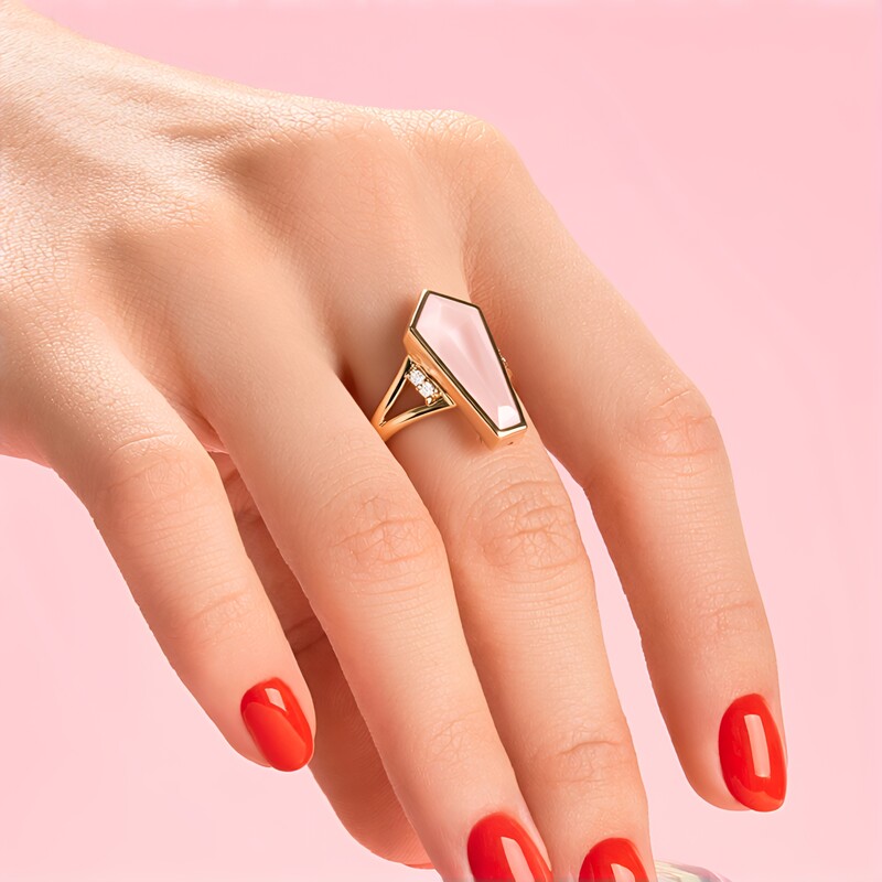 Anello in argento con Quarzo Rosa