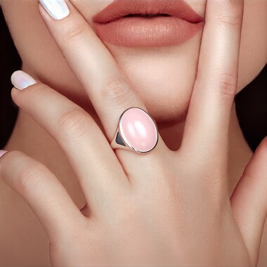 Pinkfarbener Opal-Silberring