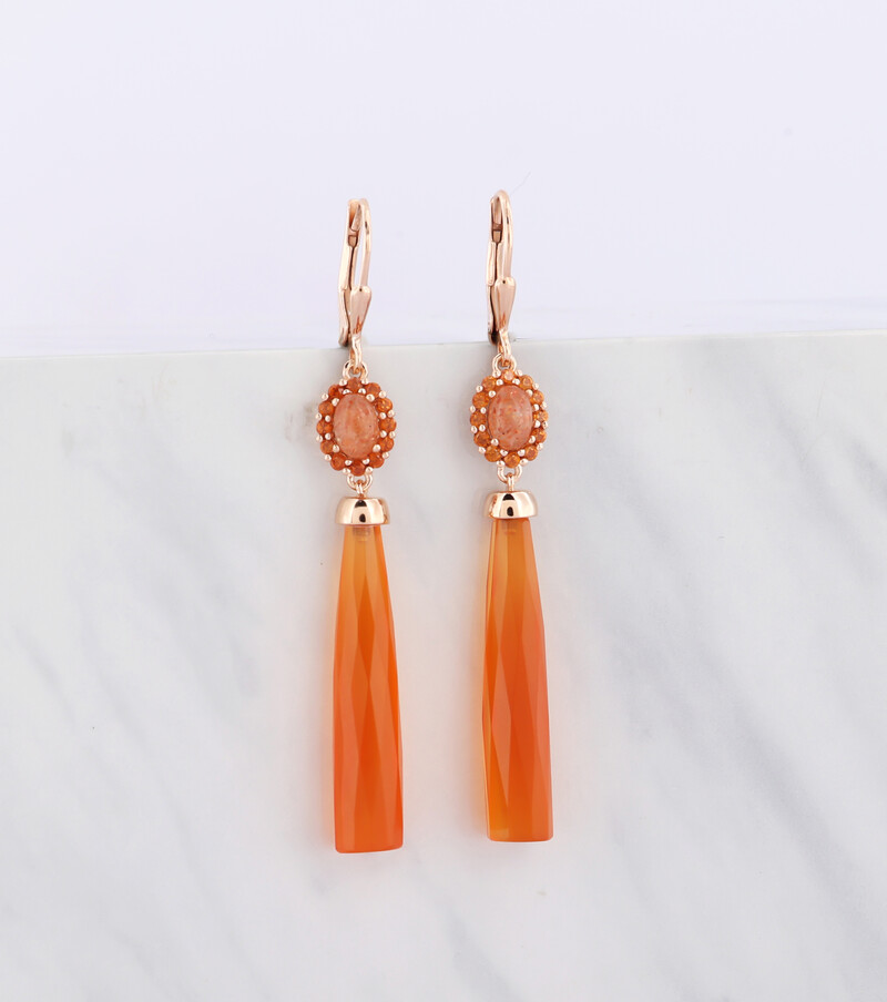 Orange Chalcedony Silver Earrings (KM by Juwelo)