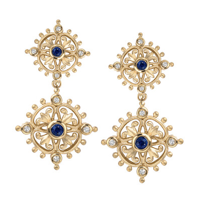 Blauer Saphir-Goldohrringe (Dallas Prince Designs)