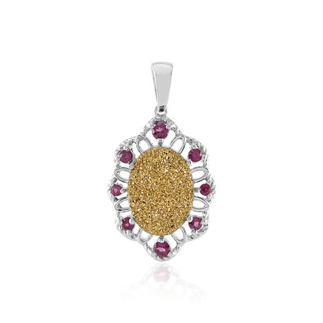 Goldener Glitzer-Achat-Silberanhänger