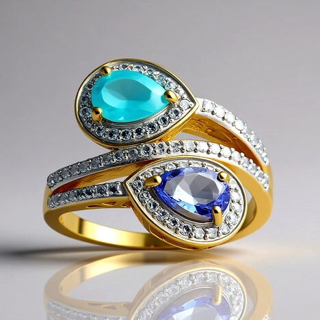 Anello in oro con Apatite Paraiba (Adela Gold)