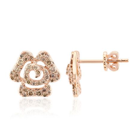 Gouden oorbellen met SI1 Argyle Rose De France Diamanten (Annette)