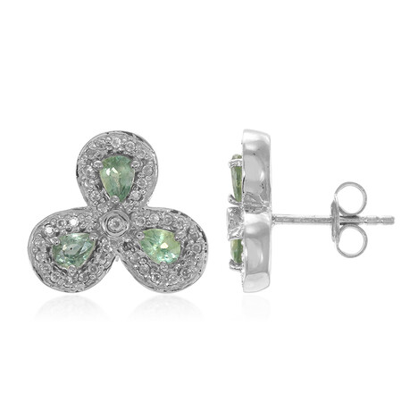 Zilveren oorbellen met Onverhitte Groene Saffieren