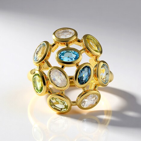 Bague en argent et Pierre de lune bleue (KM by Juwelo)