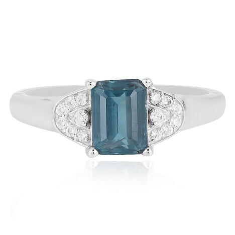 Anello in argento con Cianite Blu Foglia di Tè