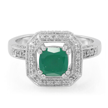 Anello in argento con Calcedonio Verde