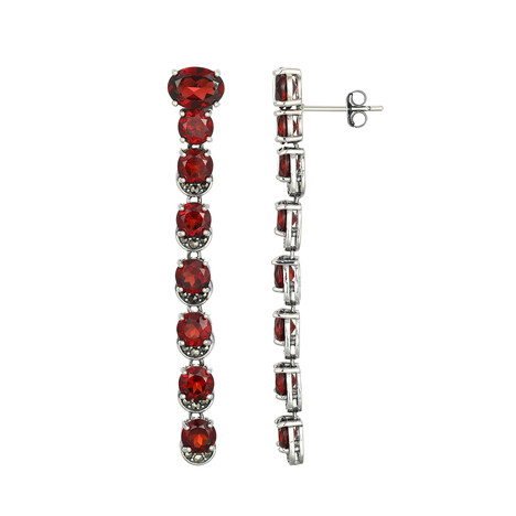 Boucles d'oreilles en argent et Grenat du Mozambique