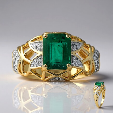 Anello in oro con Smeraldo Zambia AAA (Rifkind 1894 Collection)