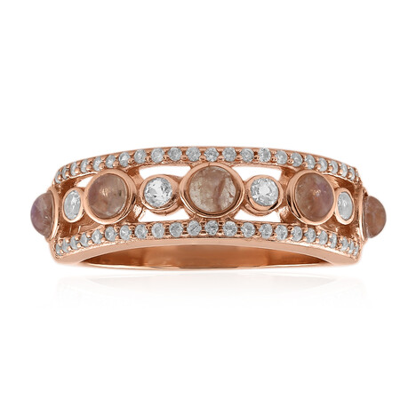 Zilveren ring met regenboog maanstenen