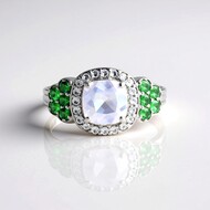 Anillo en plata con Cuarzo azul lunar
