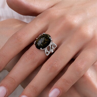 Bague en argent et Opale Léopard