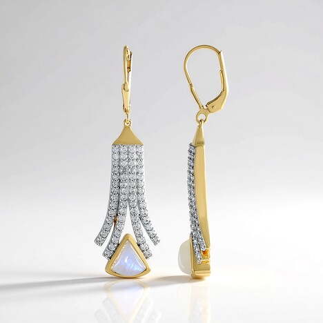 Orecchini in argento con Pietra di Luna Blu (KM by Juwelo)