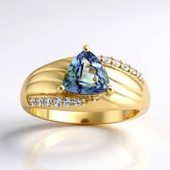 Gouden ring met een Onverhitte Tanzaniet (de Melo Gold)