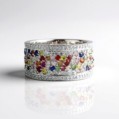 Anello in argento con Zaffiro Fancy