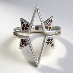 Anello in argento con Diamante Cognac Rosso