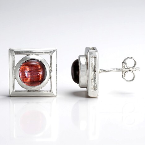 Orecchini in argento con Occhio di Tigre Rosso