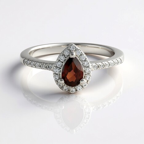 Anello in argento con Zircone Lampone