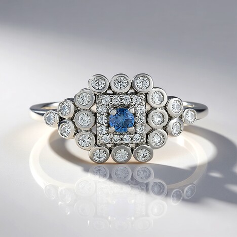 Anello in argento con Zaffiro Ceylon Blu (non riscaldato)
